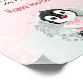 Schattigee Pinguïn Roze Baby shower Spel Pacifier  Poster (Hoek)