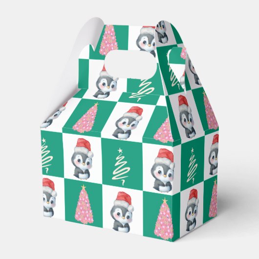 Schattigee Pinguïn Santa Vrolijk Kerstfeest Bedankdoosjes (Voorkant Zijde)