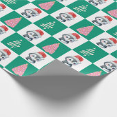 Schattigee Pinguïn Santa Vrolijk Kerstfeest Cadeaupapier (Hoek)