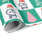 Schattigee Pinguïn Santa Vrolijk Kerstfeest Cadeaupapier (Rol Hoek)
