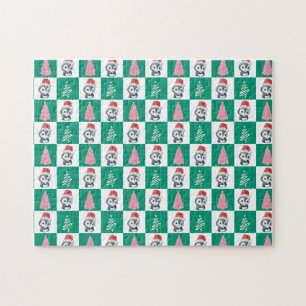 Schattigee Pinguïn Santa Vrolijk Kerstfeest Legpuzzel