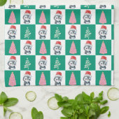 Schattigee Pinguïn Santa Vrolijk Kerstfeest Theedoek (Gevouwen)