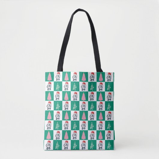 Schattigee Pinguïn Santa Vrolijk Kerstfeest Tote Bag (Voorkant)