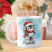 Schattigee Pinguïn Schaatsen Blauw Rood Custom Chr Koffiemok