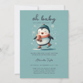 Schattigee Pinguïn Schaatsen Koud Buiten Zoet Baby Kaart (Voorkant)