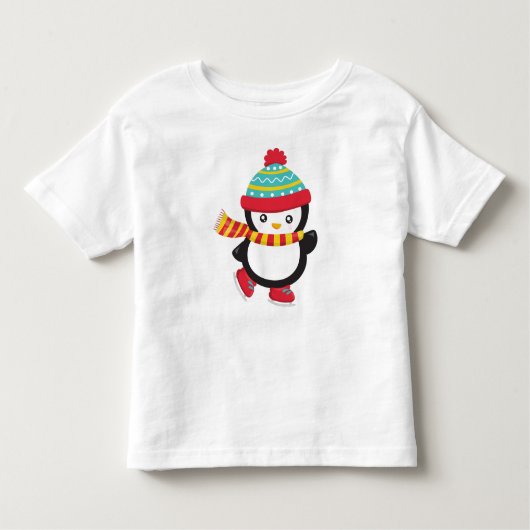 Schattigee pinguïn, schaatspinguïn, Pet, sjaal Kinder Shirts (Voorkant)