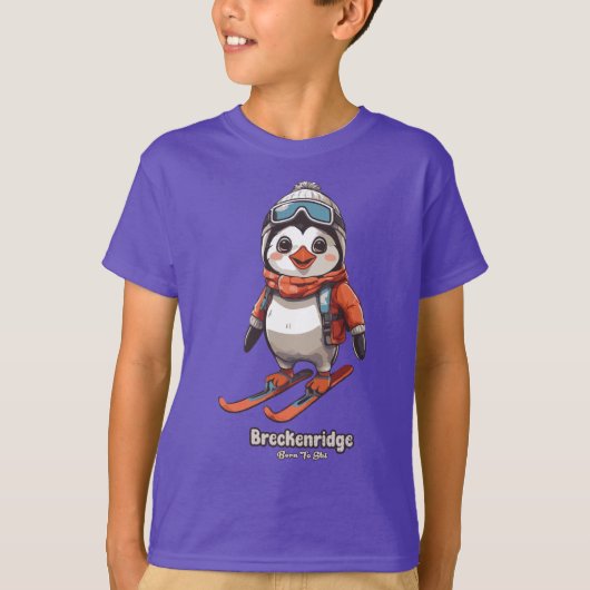 Schattigee Pinguïn Skiën Breckenridge T-shirt (Voorkant)