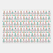 Schattigee Pinguïn & Sneeuwman Roze & Blauwgroen Inpakpapier Vel (Voorkant)