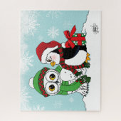 Schattigee Pinguïn Sneeuwuil Vriendschap Legpuzzel (Verticaal)
