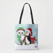Schattigee Pinguïn Sneeuwuil Vriendschap Tote Bag (Voorkant)