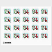 Schattigee Pinguïn Sneeuwuil Vriendschap Vierkante Sticker (Vel)