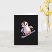 Schattigee Pinguïn Snowboarden Fun Wintersport Kaart (Gele Bloem)