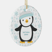 Schattigee Pinguïn Snowflake Jaar Naam Kerst Keramisch Ornament (Rechts)