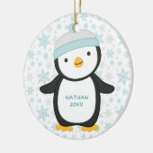 Schattigee Pinguïn Snowflake Jaar Naam Kerst Keramisch Ornament (Links)