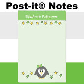 Schattigee pinguïn sterren naam kinder groen geel post-it® notes