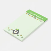 Schattigee pinguïn sterren naam kinder groen geel post-it® notes (Schuin)