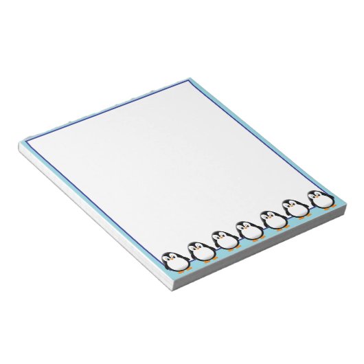 Schattigee Pinguïn Tekening Custom Notitieblok (Schuin)