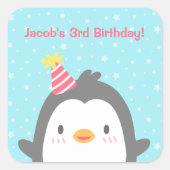 Schattigee Pinguïn Verjaardagsfeestje Stickers Dec (Voorkant)