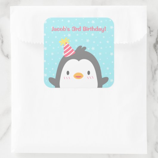 Schattigee Pinguïn Verjaardagsfeestje Stickers Dec (Tas)