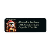 Schattigee pinguïn verpakt in kerstverlichting etiket (Voorkant)