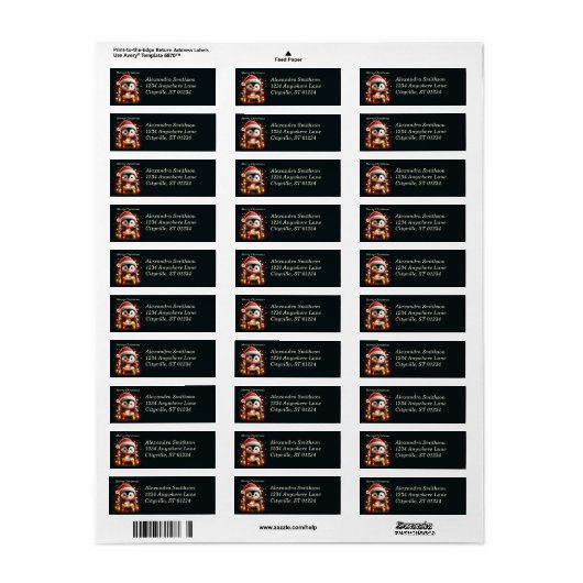 Schattigee pinguïn verpakt in kerstverlichting etiket (Full Sheet)