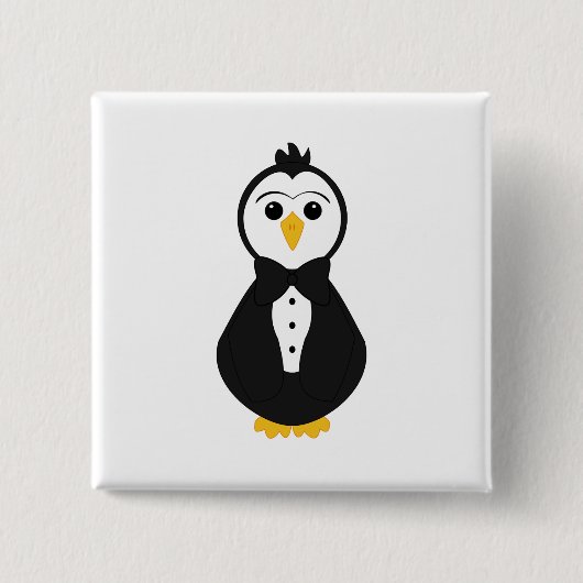 Schattigee pinguïn vierkante button 5,1 cm (Voorkant)