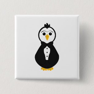 Schattigee pinguïn vierkante button 5,1 cm
