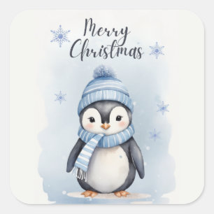Schattigee pinguïn vierkante sticker