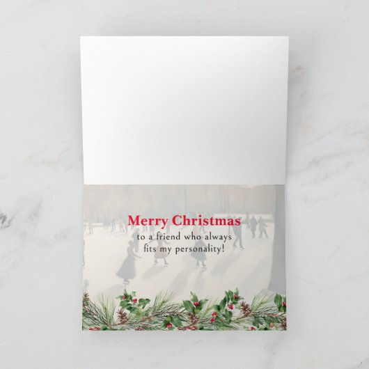 Schattigee Pinguïn Vriendschap Vrolijke Kerst Kaar Feestdagen Kaart (Binnen)