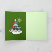 Schattigee Pinguïn Vrolijke Kersttekst Kaart (Binnen)