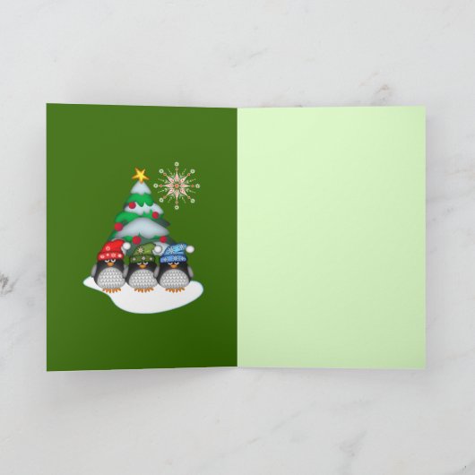 Schattigee Pinguïn Vrolijke Kersttekst Kaart (Binnen)