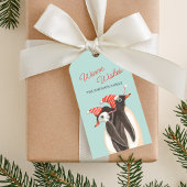 Schattigee Pinguïn Warm Wishes Kerst Gepersonalise Cadeaulabel