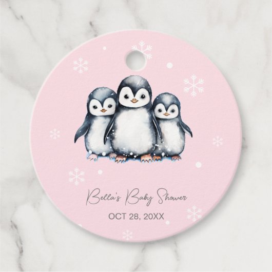 Schattigee Pinguïn Winter Baby shower Bedankjes Labels (Voorkant)