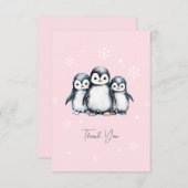 Schattigee Pinguïn Winter Baby shower Bedankkaart (Voorkant / Achterkant)