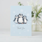 Schattigee Pinguïn Winter Baby shower Bedankkaart (Staand voorkant)