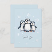 Schattigee Pinguïn Winter Baby shower Bedankkaart (Voorkant / Achterkant)