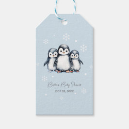 Schattigee Pinguïn Winter Baby shower Cadeaulabel