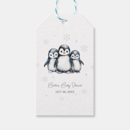 Schattigee Pinguïn Winter Baby shower Cadeaulabel