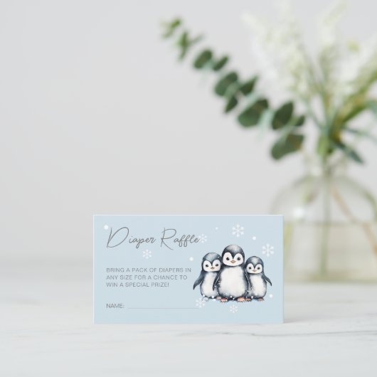 Schattigee Pinguïn Winter Baby shower Luier Raffle Informatiekaartje (Staand voorkant)