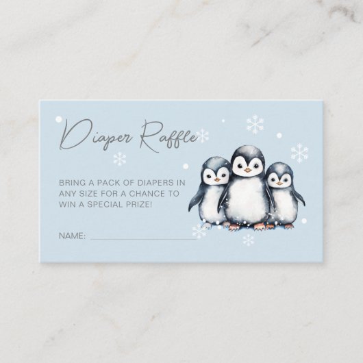 Schattigee Pinguïn Winter Baby shower Luier Raffle Informatiekaartje (Voorkant)
