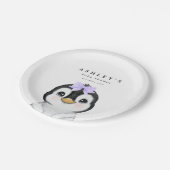 Schattigee Pinguïn Winter Baby shower Papieren Bordje (Gekanteld)