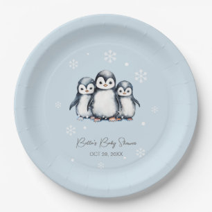 Schattigee Pinguïn Winter Baby shower Papieren Bordje