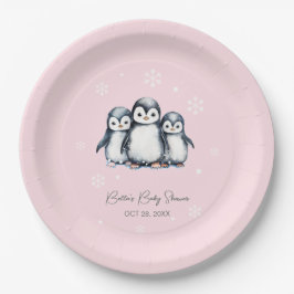 Schattigee Pinguïn Winter Baby shower Papieren Bordje