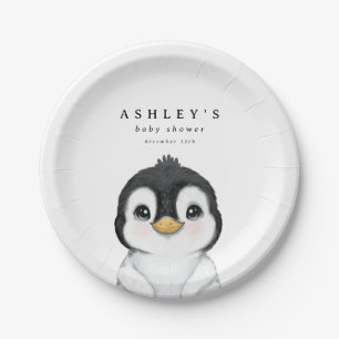 Schattigee Pinguïn Winter Baby shower Papieren Bordje