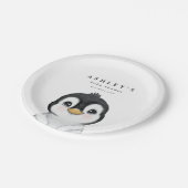 Schattigee Pinguïn Winter Baby shower Papieren Bordje (Gekanteld)