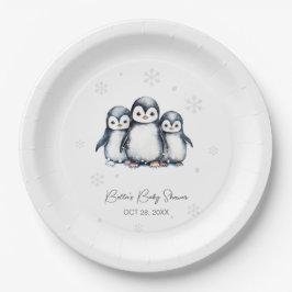 Schattigee Pinguïn Winter Baby shower Papieren Bordje