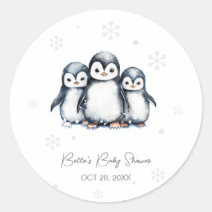 Schattigee Pinguïn Winter Baby shower Ronde Sticker