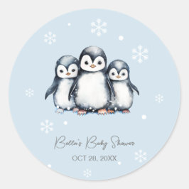 Schattigee Pinguïn Winter Baby shower Ronde Sticker