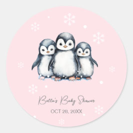 Schattigee Pinguïn Winter Baby shower Ronde Sticker