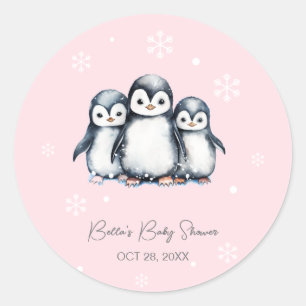 Schattigee Pinguïn Winter Baby shower Ronde Sticker